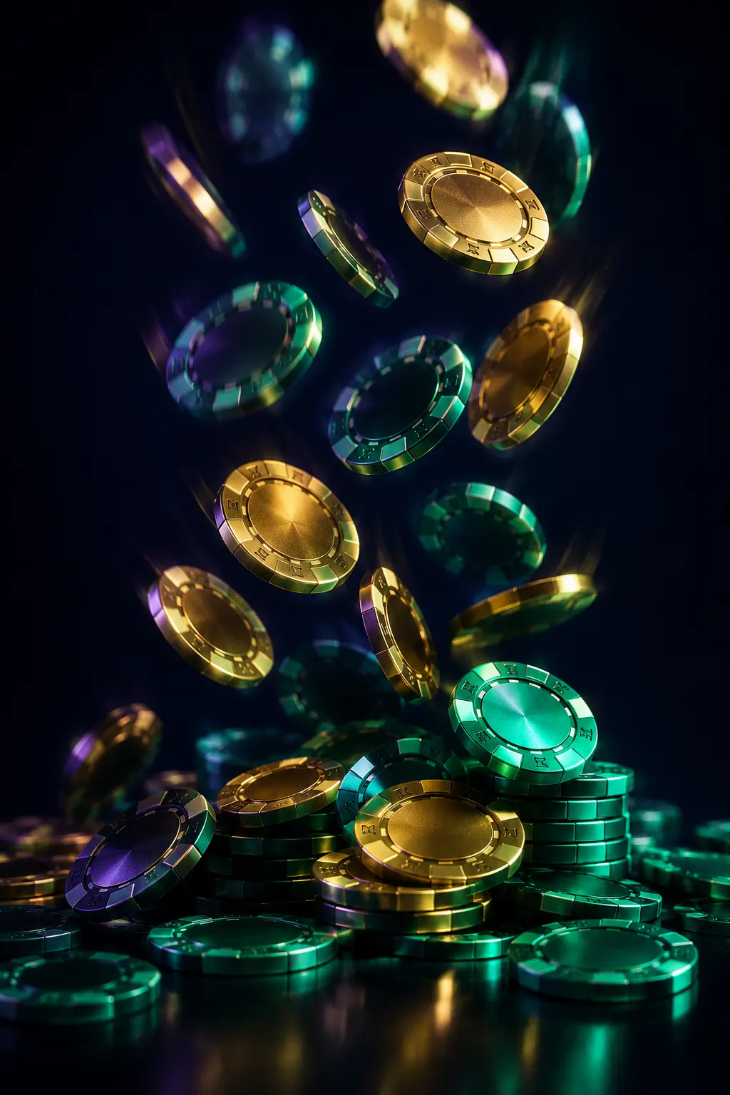Ruleta y fichas sobre una superficie oscura