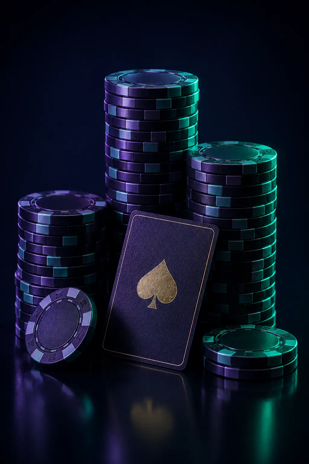 Elementos de casino en tonos azul oscuro y verde